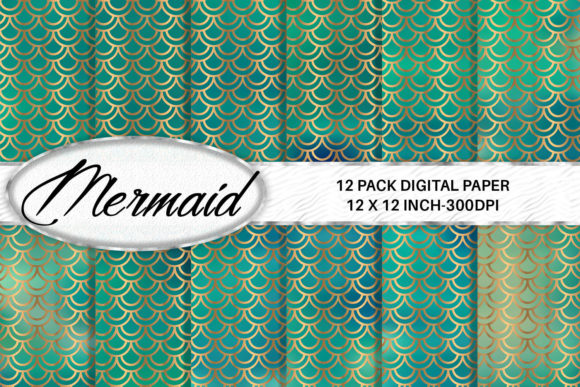 Download Green Mermaid Scales Digital Paper - Premium Resources