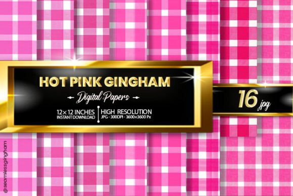 Download Hot Pink Gingham Digital Papers - Hot pink Collection
