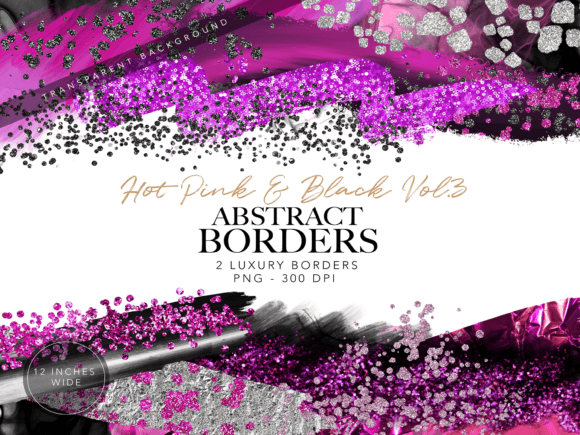 Download Hot Pink and Black Glitter Borders - Hot pink Collection