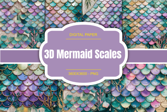 Download 3D Mermaid Scales Junk Journal Page - Premium Resources