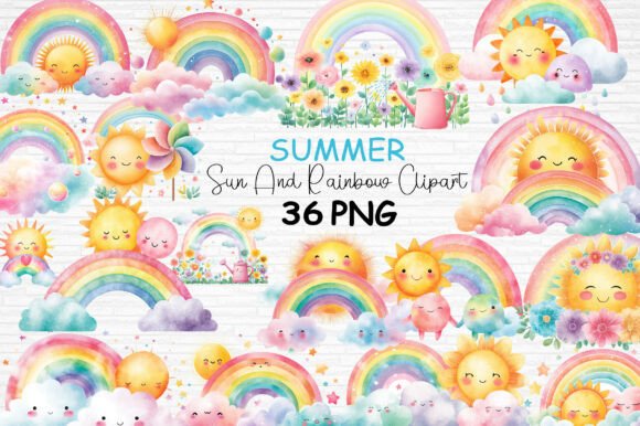 Download Sun and Rainbow Clipart Bundle PNG - Rainbow clipart Collection