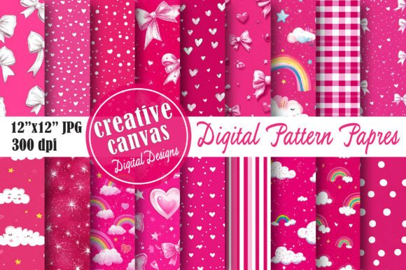 Download Hot Pink Coquette Digital Paper Bundle - Hot pink Collection