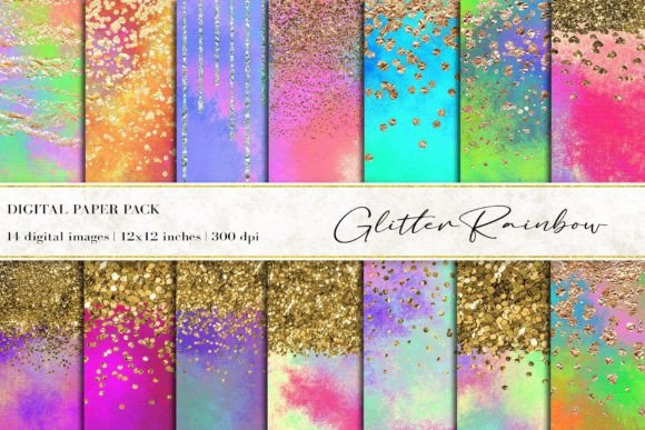 Download Glitter Rainbow Digital Papers - Premium Bundle