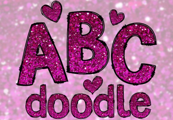 Download Hot Pink Glitter Doodle Letters PNG - Hot pink Collection